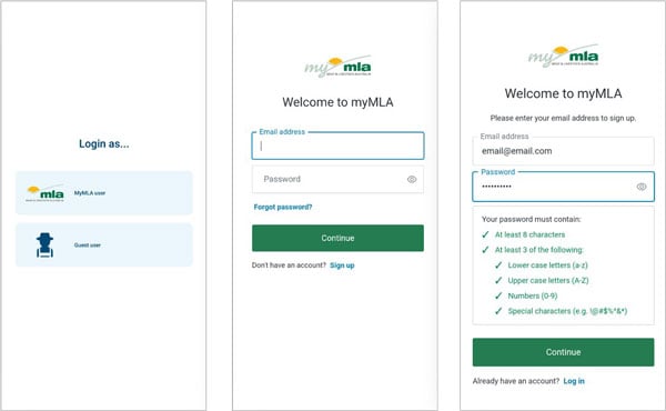 Create an myMLA account via the eNVD mobile app - Step 1