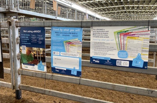 Posters on display at a saleyard