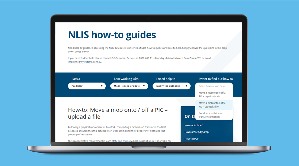 Screenshot of the NLIS how-to guides
