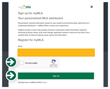 Enter your email address, tick the box ‘I’m not a robot’ and click ‘Sign up’